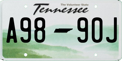 TN license plate A9890J