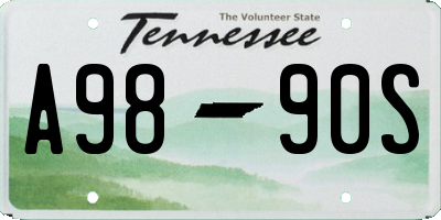 TN license plate A9890S