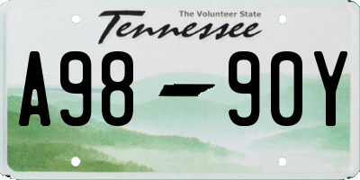 TN license plate A9890Y
