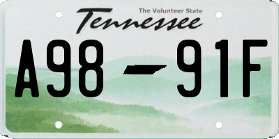 TN license plate A9891F