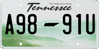 TN license plate A9891U