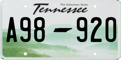 TN license plate A9892O