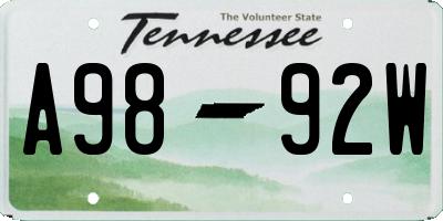 TN license plate A9892W