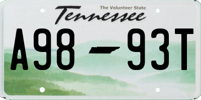TN license plate A9893T