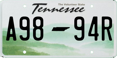 TN license plate A9894R