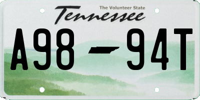 TN license plate A9894T