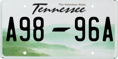 TN license plate A9896A