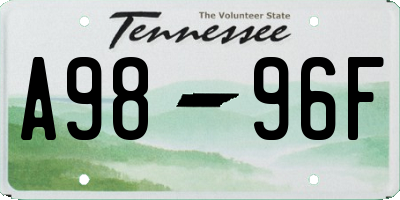 TN license plate A9896F