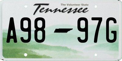 TN license plate A9897G
