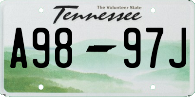 TN license plate A9897J