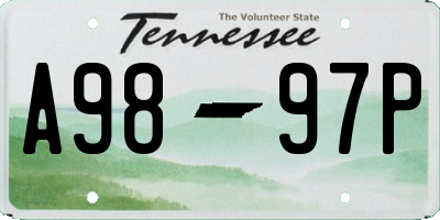 TN license plate A9897P