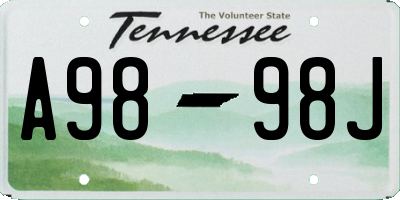 TN license plate A9898J