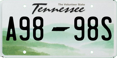 TN license plate A9898S