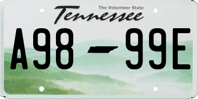 TN license plate A9899E