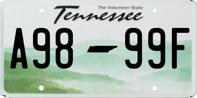 TN license plate A9899F