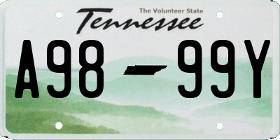 TN license plate A9899Y