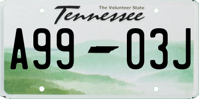 TN license plate A9903J