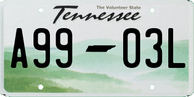 TN license plate A9903L
