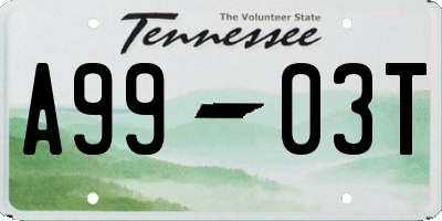 TN license plate A9903T