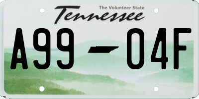 TN license plate A9904F