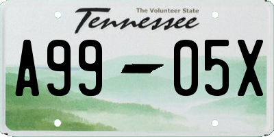 TN license plate A9905X