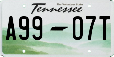 TN license plate A9907T