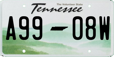 TN license plate A9908W