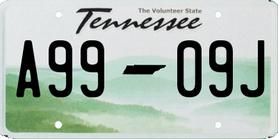 TN license plate A9909J