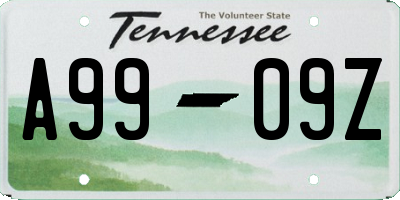 TN license plate A9909Z