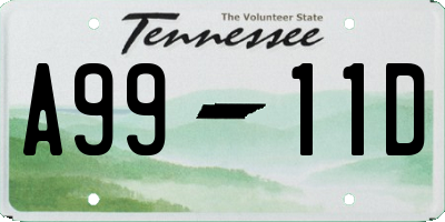 TN license plate A9911D