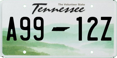 TN license plate A9912Z