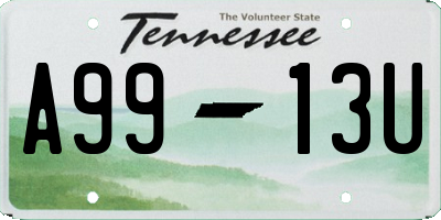 TN license plate A9913U