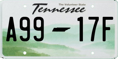 TN license plate A9917F