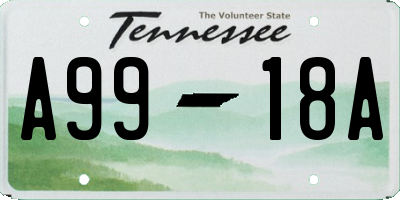 TN license plate A9918A