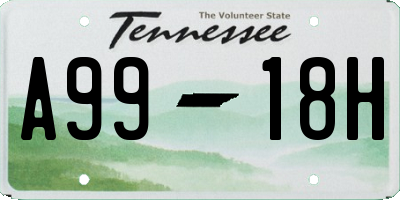 TN license plate A9918H