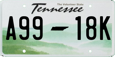 TN license plate A9918K