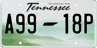 TN license plate A9918P
