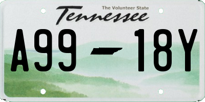 TN license plate A9918Y
