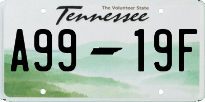 TN license plate A9919F