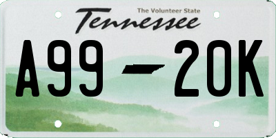 TN license plate A9920K