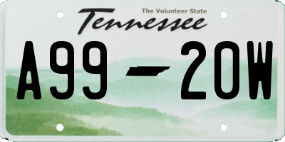 TN license plate A9920W