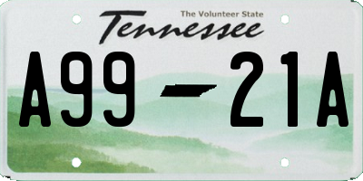 TN license plate A9921A