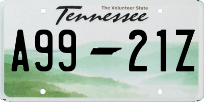 TN license plate A9921Z