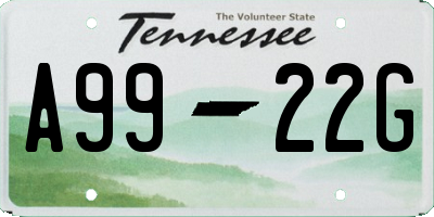 TN license plate A9922G