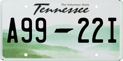 TN license plate A9922I
