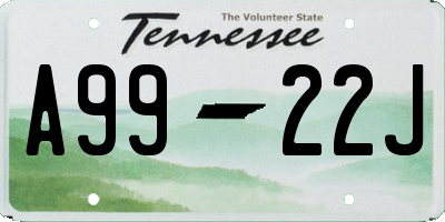 TN license plate A9922J