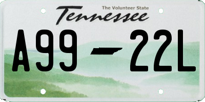 TN license plate A9922L
