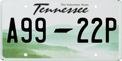 TN license plate A9922P