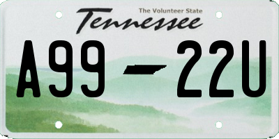 TN license plate A9922U
