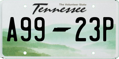 TN license plate A9923P